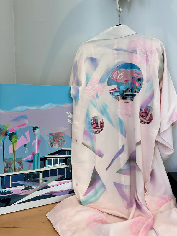 "Digital Oasis” by Emilie Duval - Kimono Zulu Reimagined Vintage Kimono Artist Collaboration